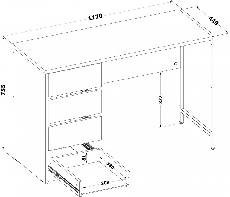 СПМ-405 Стол письменный Дуб сонома
