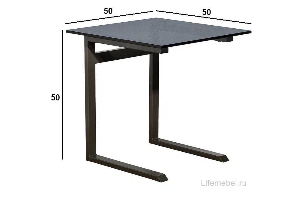 Приставной столик Асока прозрачный / серый