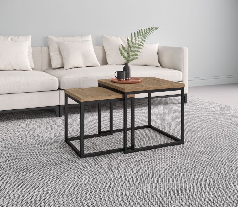 Стол журнальный квадратный маленький SMALL LOGIC (400*400*400) белый/черный