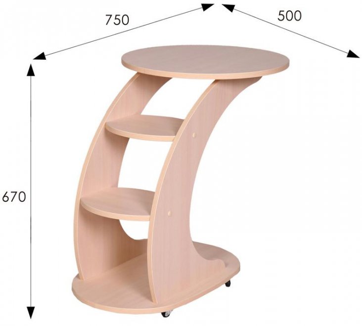 Подкатной стол Стелс молочный дуб