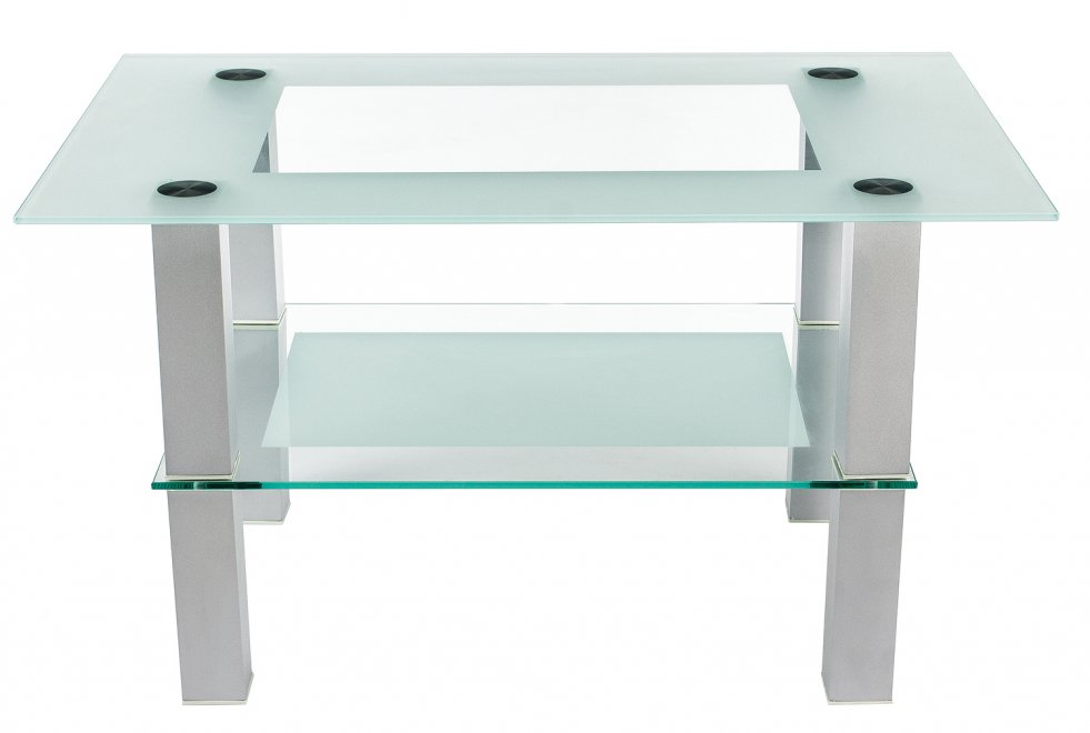 Журнальный стол Кристалл 2 алюминий / прозрачное стекло