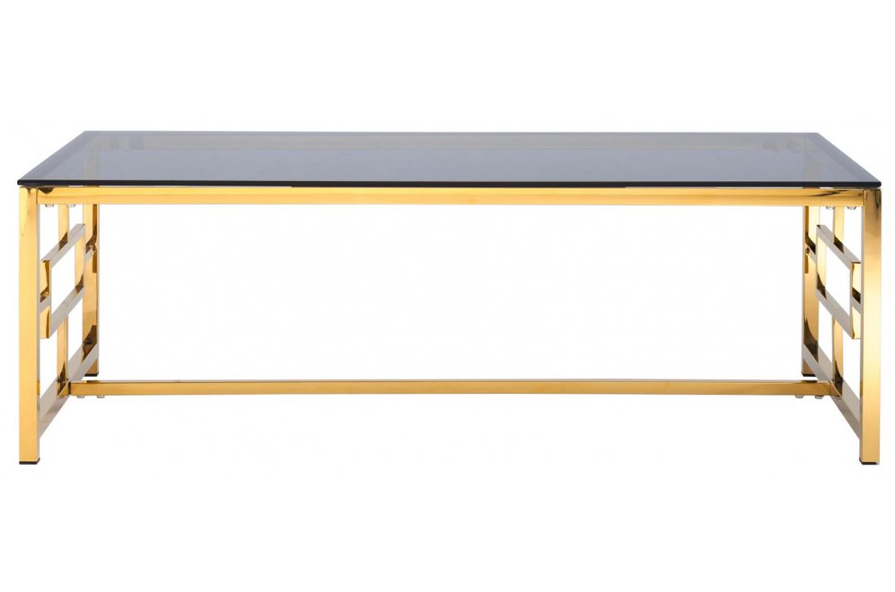 Журнальный стол Детройт 120 стекло smoke / сталь золото