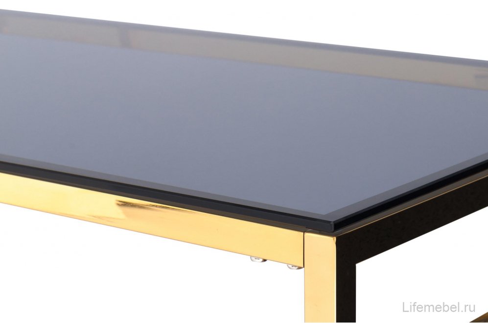 Журнальный стол Детройт 120 стекло smoke / сталь золото