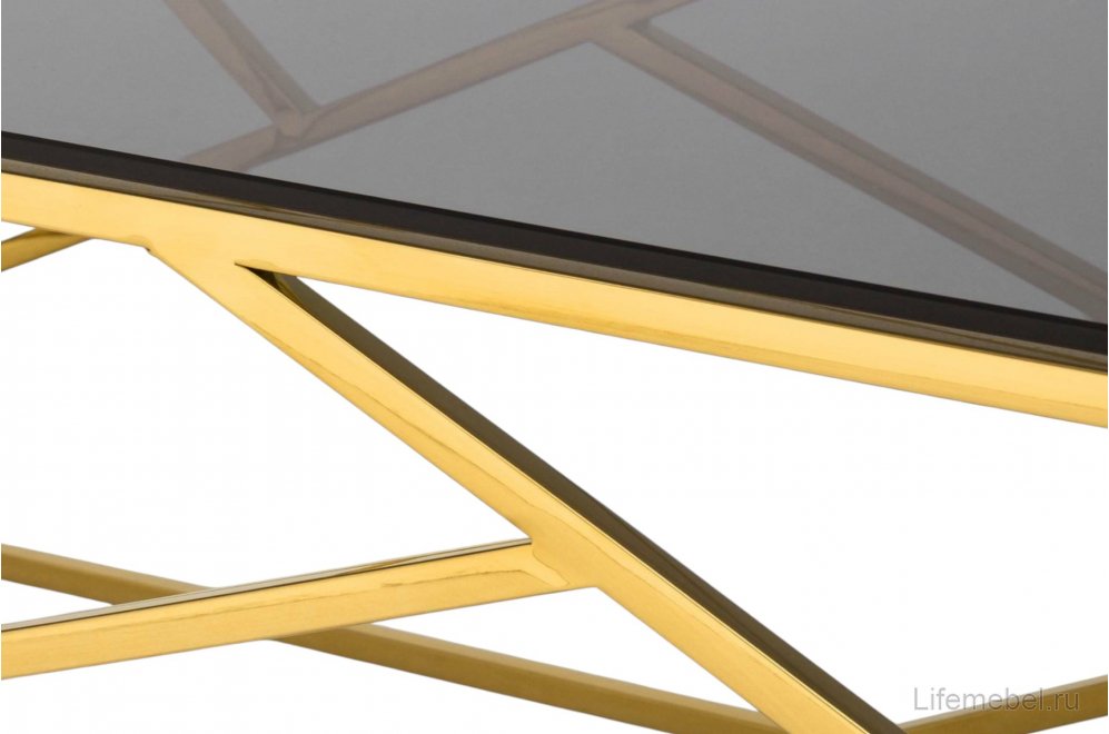 Журнальный стол Париж стекло smoke / сталь золото