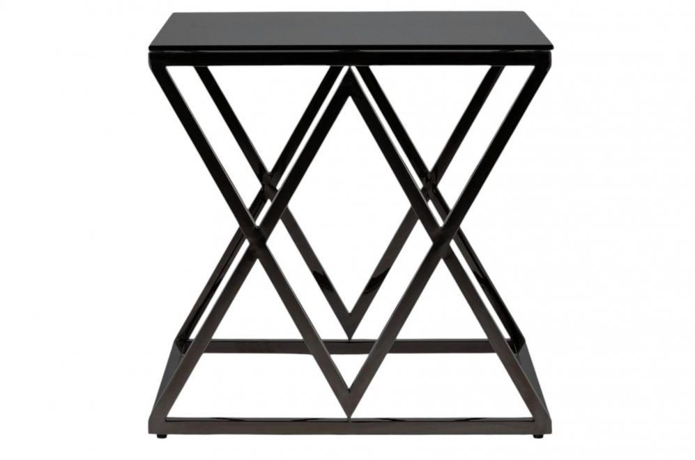 Журнальный стол Президиум стекло smoke / сталь темный хром