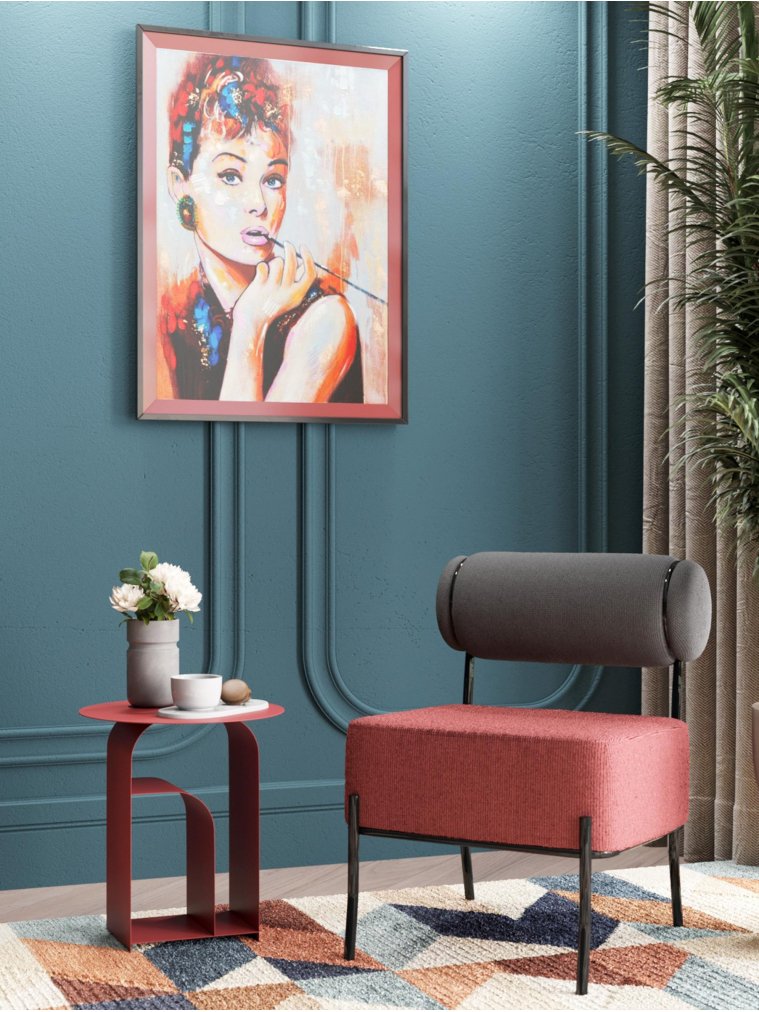 Журнальный столик Мэлвуд металл бордовый