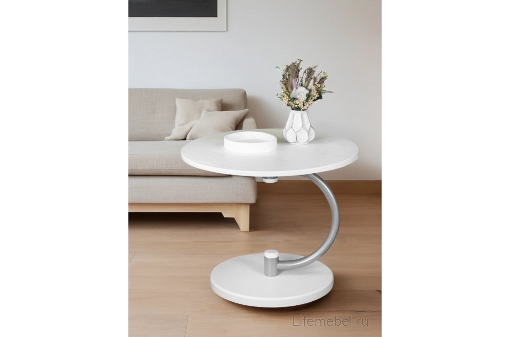 Журнальный столик Дуэт 13 металлик / белый