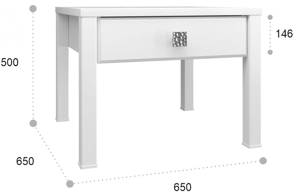 Журнальный столик Изабель ИЗ-44К белое дерево
