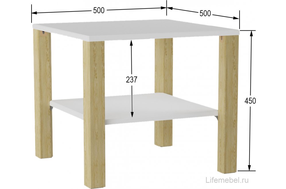 Журнальный столик Матео белый / дуб янтарный