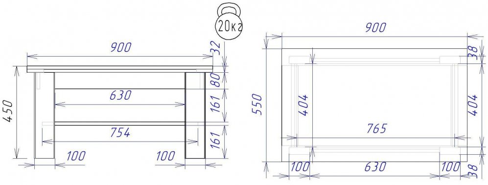 Журнальный столик Норд риббек серый