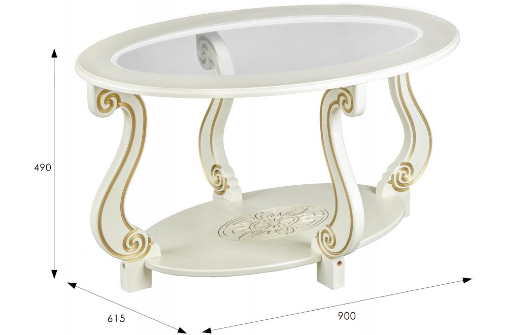 Журнальный столик Овация слоновая кость / золото