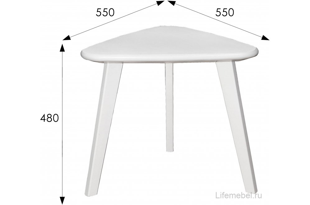 Журнальный столик Ретро треугольный снег