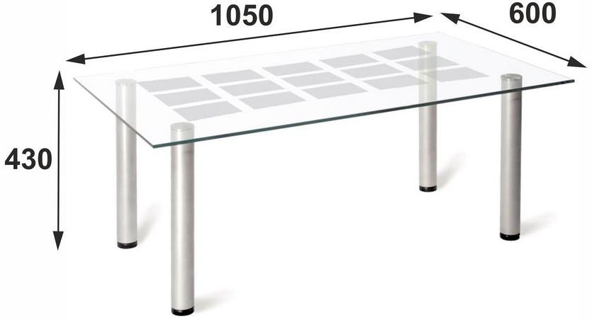 Журнальный столик Робер 11М прозрачный металлик