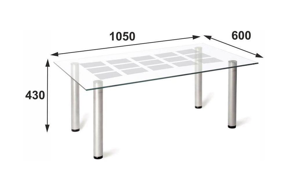 Журнальный столик Робер 11М прозрачный металлик