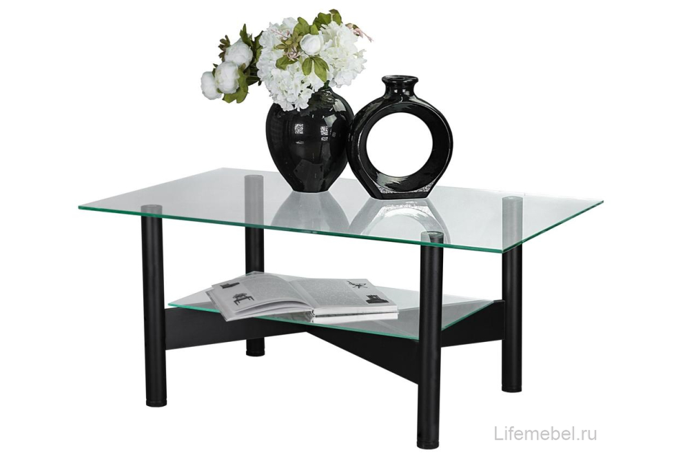 Журнальный столик Саут 6С прозрачный / черный