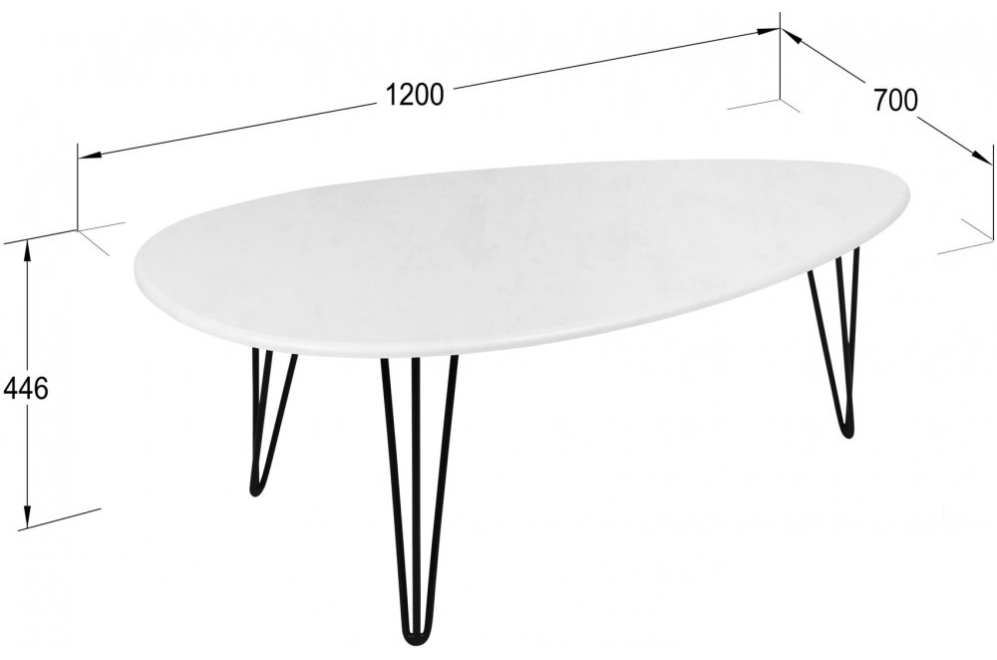 Журнальный столик Шеффилд белый бетон / черный