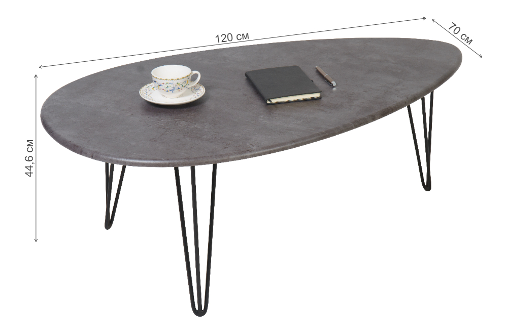 Журнальный столик Шеффилд серый бетон / черный
