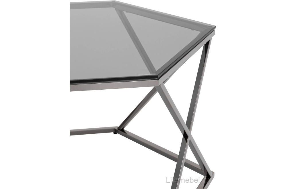 Журнальный столик Том 93х80 стекло smoke / сталь темный хром