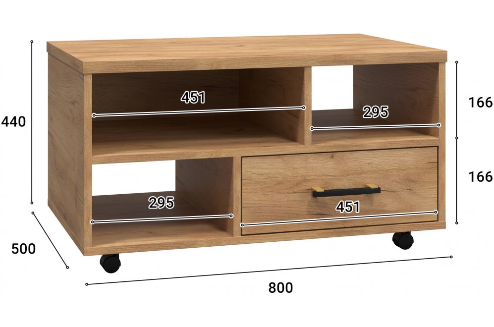 Журнальный столик Виктория ВИ-60 дуб крафт золотой