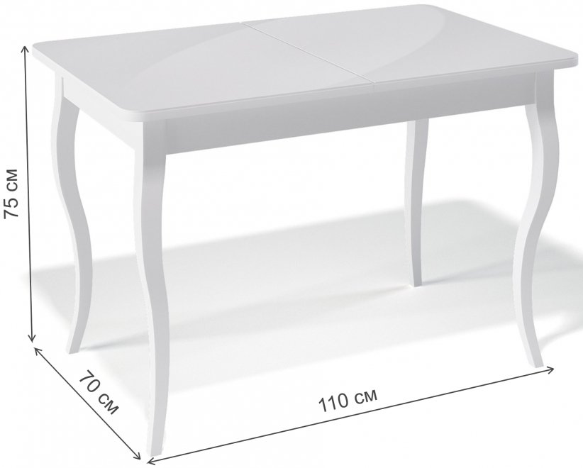Деревянный стол 1100C белый / белый глянец