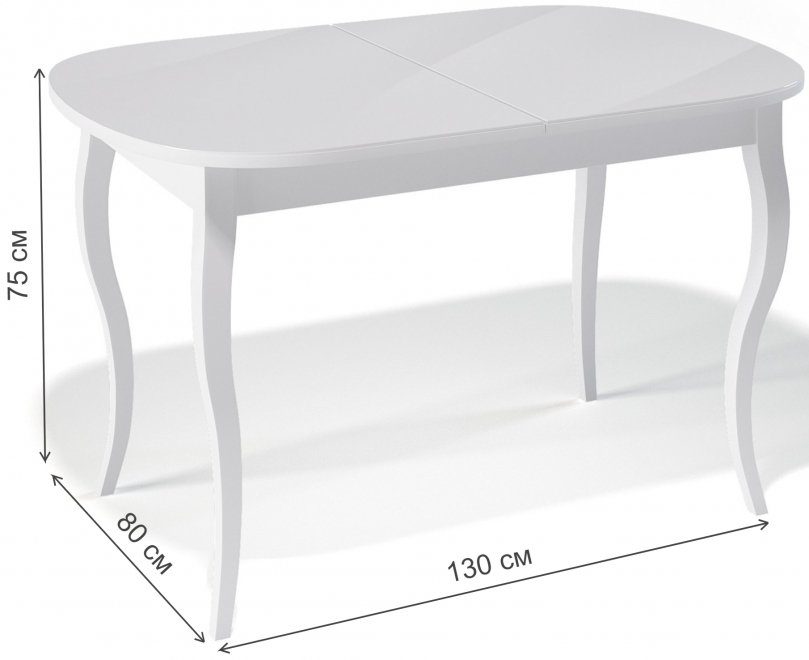 Деревянный стол 1300C белый / белый глянец