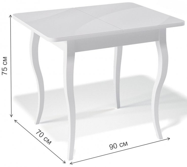 Деревянный стол 900C белый / белый глянец