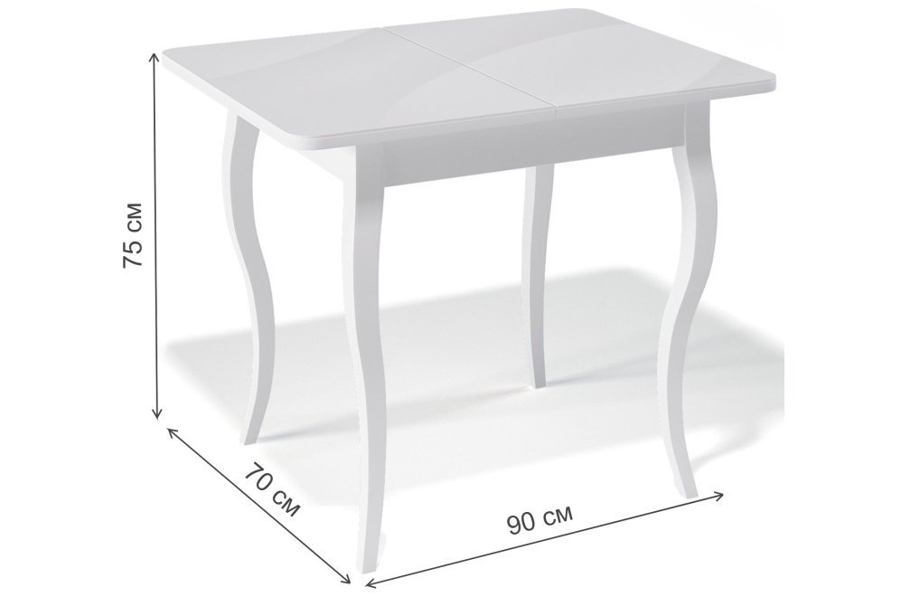 Деревянный стол 900C белый / белый глянец