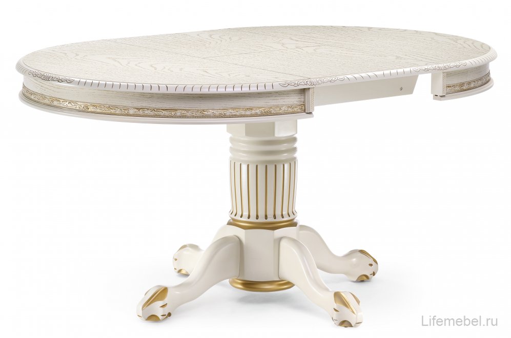 Деревянный стол Альфред крем / золотая патина