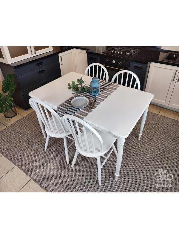 Деревянный стол Альянс 130x80x75 белая эмаль