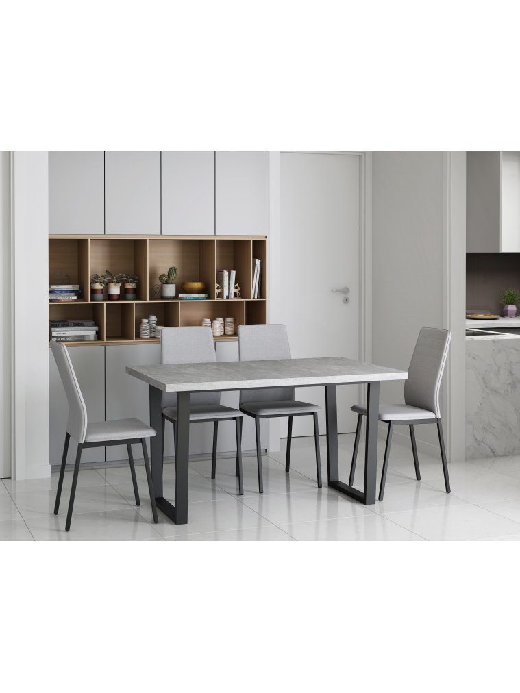 Деревянный стол Аполо цемент светлый / черный