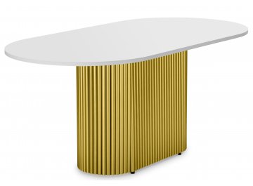 Деревянный стол Барон О белый / золото