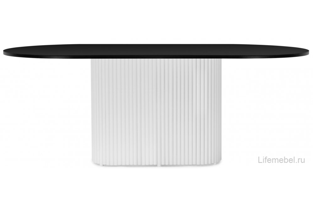 Деревянный стол Барон О 200 х 90 черная пленка шагрень / белый