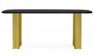 Стол деревянный обеденный Бавария B 180 х 90 черная пленка шагрень / золото