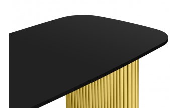 Стол деревянный обеденный Бавария B 180 х 90 черная пленка шагрень / золото