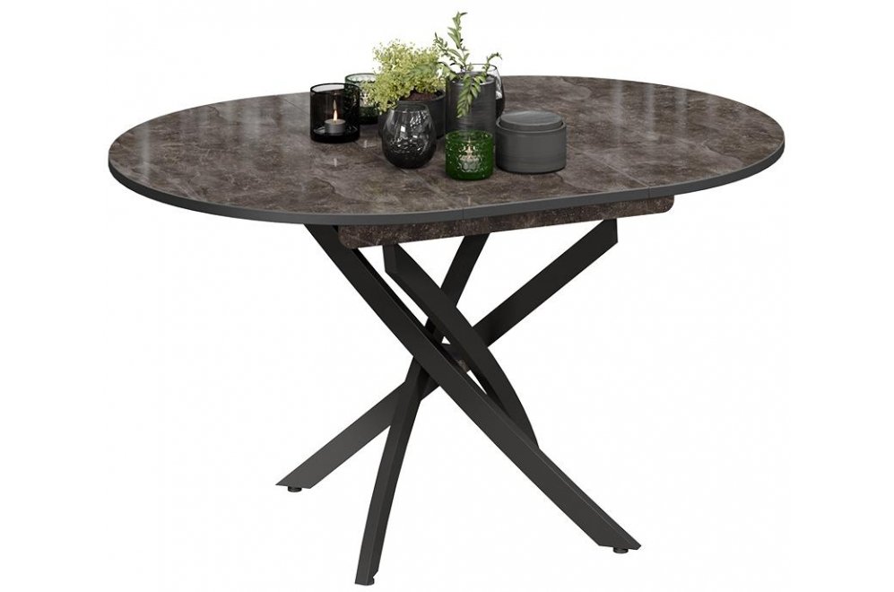 Деревянный стол Diamond Тип 3 чёрный муар / ателье темное глянец