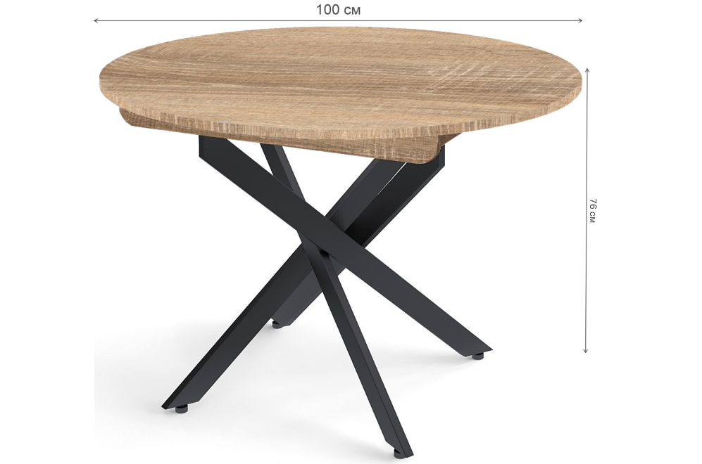 Деревянный стол Dikline RDB100 дуб бардолино / черный