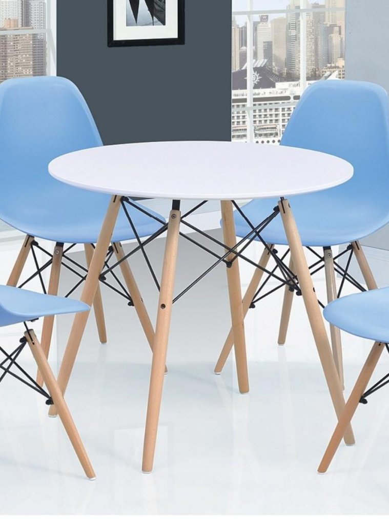 Деревянный стол DT-902 белый d100