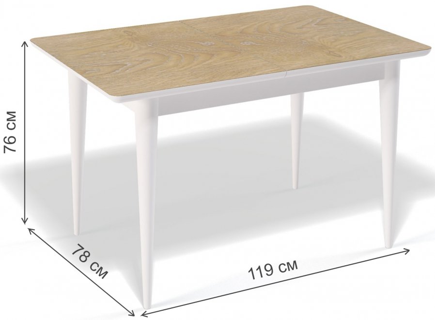 Деревянный стол F1200 белый / дуб шато