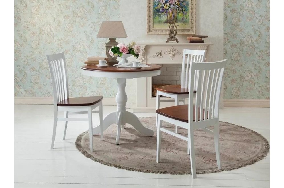 Деревянный стол Фаворит де люкс микс белый / коричневый