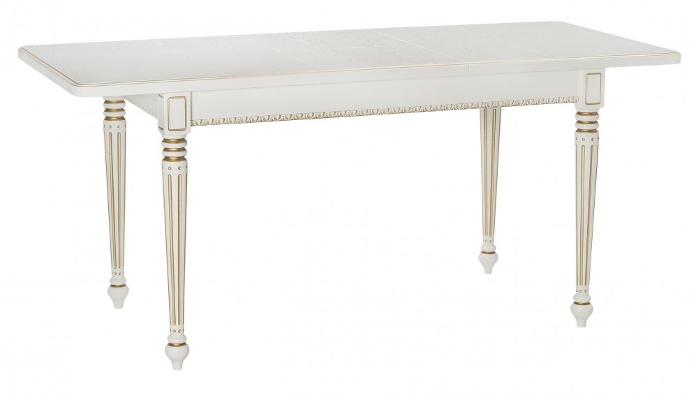 Деревянный стол Леджер слоновая кость / золото