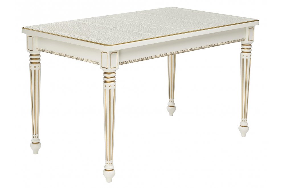 Деревянный стол Леджер слоновая кость / патина золото