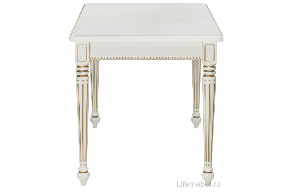 Деревянный стол Леджер слоновая кость / патина золото