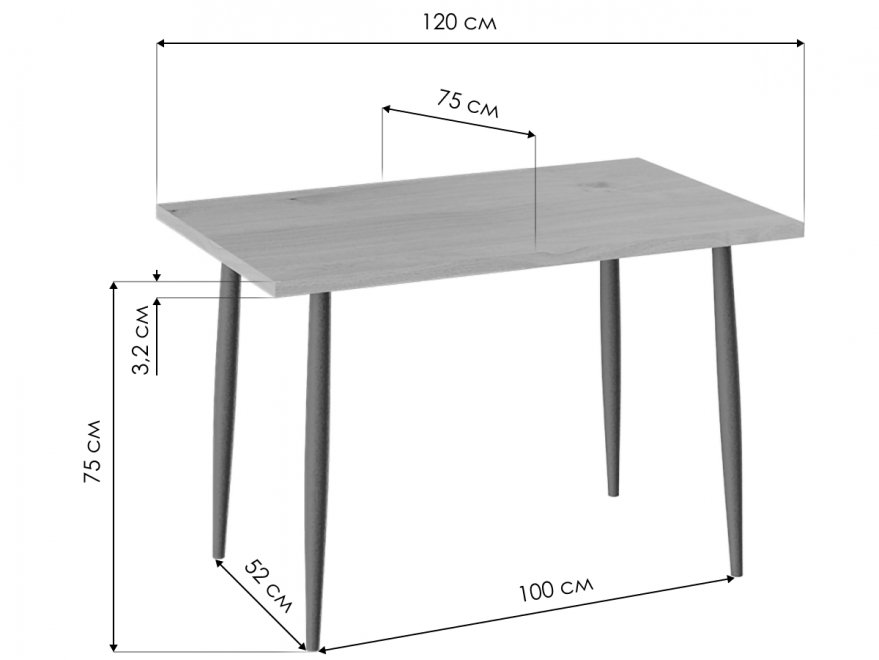 Деревянный стол Невада графит / дуб эврика