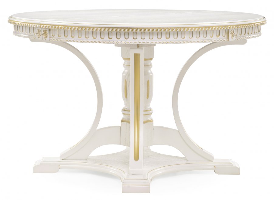 Деревянный стол Нозеан круглый белый / золото