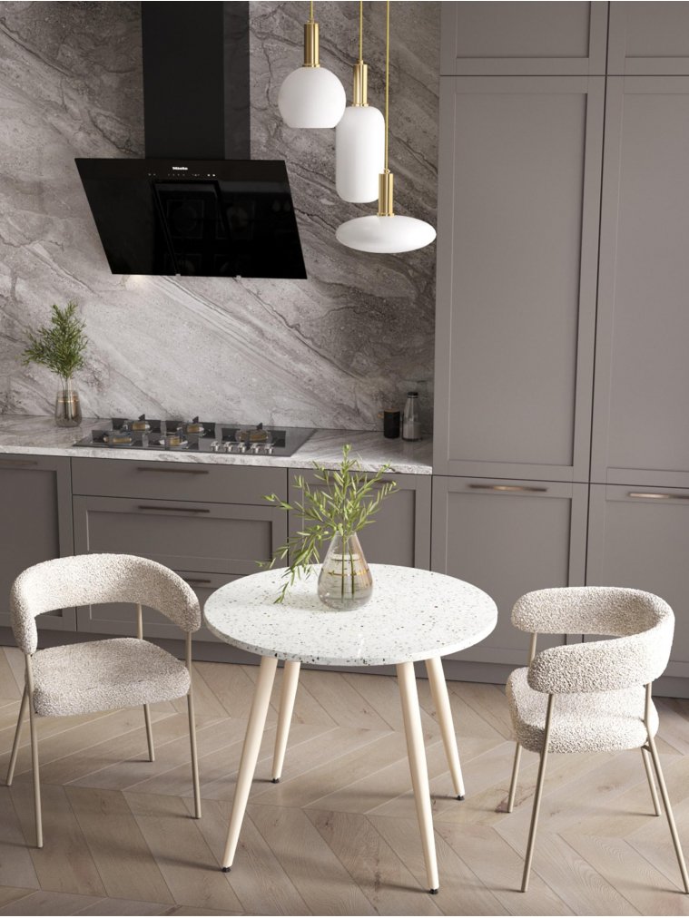 Деревянный стол Нимфа, D90, терраццо