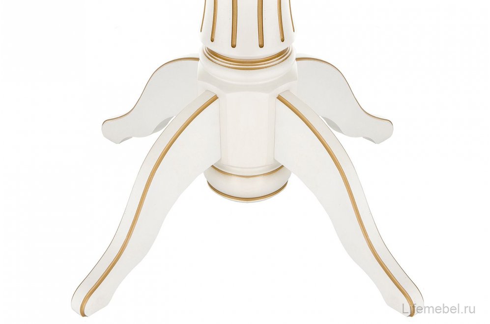 Деревянный стол Павия молочный / золото патина