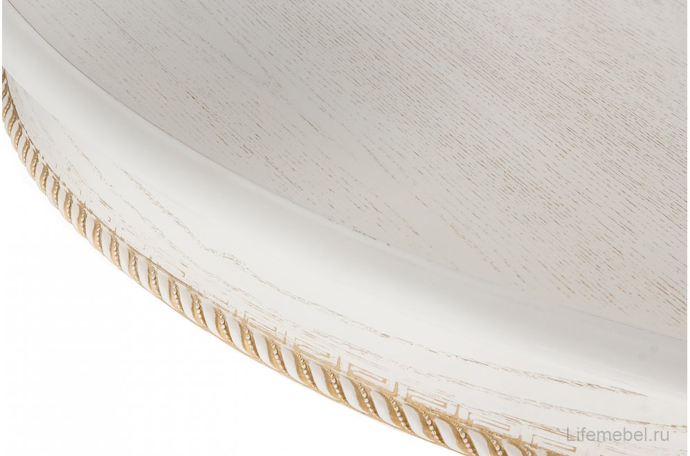Деревянный стол Павия молочный / золото патина