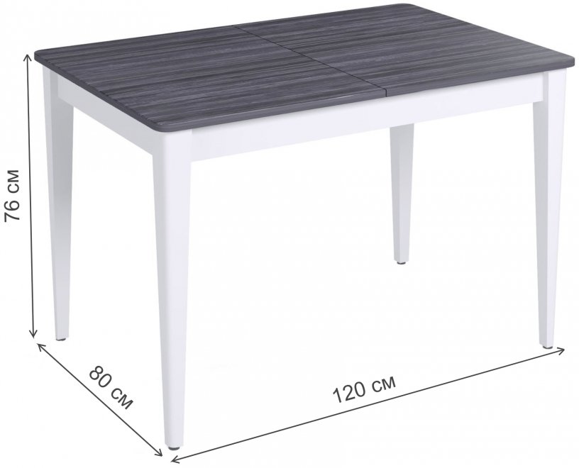 Деревянный стол Q1200 белый / ясень графит