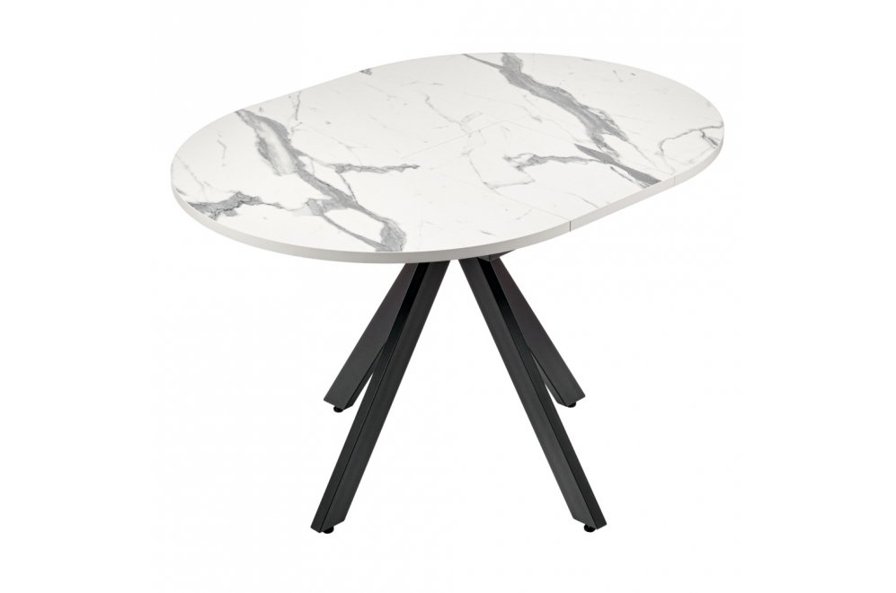 Деревянный стол Rudolf круглый раскладной белый мрамор / черный