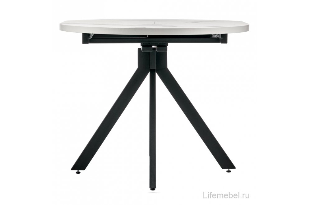 Деревянный стол Rudolf круглый раскладной белый мрамор / черный